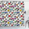 ABAKUHAUS Pinguin Duschvorhang, Winter-Cartoon-Tier, Stoffliches Gewebe Badezimmerdekorationsset mit Haken, 175 x 180 cm, Mehrfarbig Weiss
