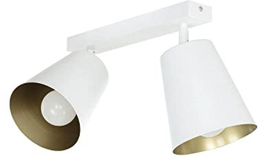 Deckenstrahler Spot 2-flammig Metall in weiß gold schwenkbar 2x E27 Flur Schlafzimmer Küche Innen Deckenleuchte Deckenlampe