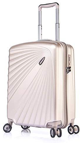 ABISTAB VERAGE Kinetic 4-Doppel-Rolle Trolley Handgepäck leicht S-55cm 38-52 L erweiterbar, TSA-Schloss, ABS/PC Hartschalen-Koffer, Reisekoffer, Champagner