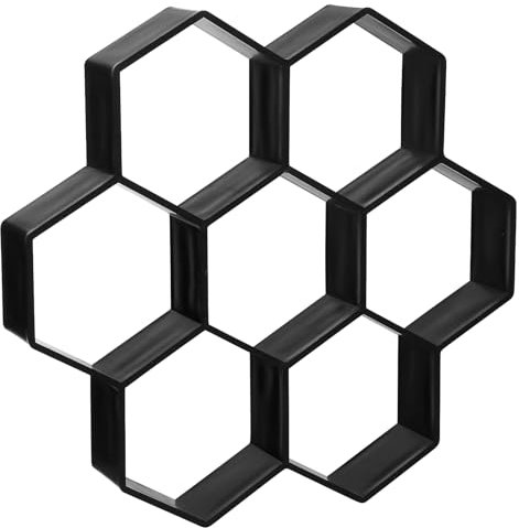 Hemoton Schalungsform Kunststoff Betonform Gießform Hexagon Plastikform Schablone Gehweg Plasterform für DIY Basteln Beton Pflastersteine Terrassenplatten Gehwegplatten Schwarz