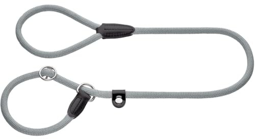 Hunter Retriever-Hundeleine Freestyle EIBY, Farbe: grau, stufenlos verstellbar, integrierte Halsung, Robustes, wetterfestes Polyamid-Tau, pflegeleicht, mit Lederkappen, griffig, Größe: 10/170