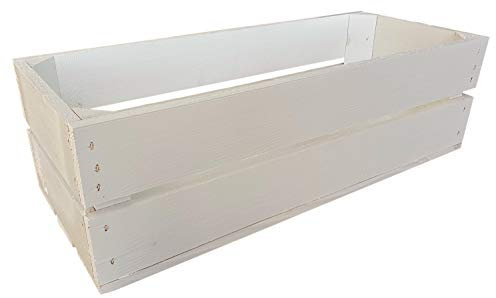 Holzkiste Groß Aus Holz - massive Weinkisten Vintage 50 x 20 x 15 cm - Holzbox Für Aufbewahrung, Holzregal - Robuste Obstkisten & Apfelkisten - Deko Kiste Für Küche, Wohnzimmer - Kiste Weiß