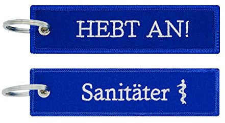 Café Viereck Schlüsselanhänger mit Öse und Ring – 12 cm x 3 cm (Sanitäter)