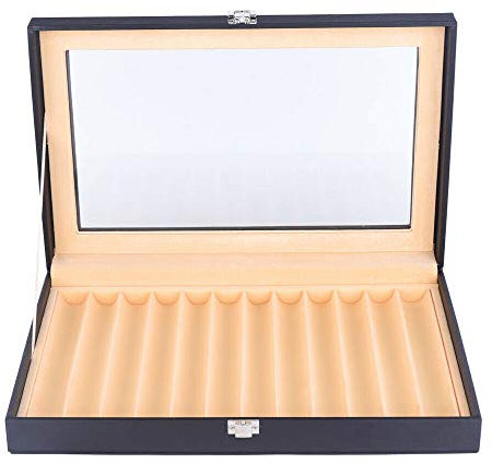 Füllfederhalter Vitrinenhalter Display Box Aufbewahrungsbox Collector Organize PU Leder Geschenk Stiftesammler Leder Stiftetui mit Anzeigefenster Organizer Holzvitrine 12 Steckplätze Stifte Sammelbox