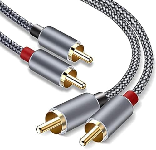 Goalfish RCA Cable, 20 Feet/6m Audio 2 Male to 2 Male Subwoofer Nylon-Braided Auxiliary Stereo Cord for Home Theater, HDTV, Amplifiers, Hi-Fi Systems, Speakers