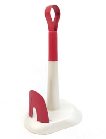 Ecoplast | Portarotolo da Cucina in Plastica, Porta Scottex Carta Cucina, Colore Bianco Perla & Rosso, Made in Italy