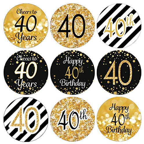 216Pcs Geburtstag Jubiläum goldene Hochzeit Sticker Jahrestag Etiketten Aufkleber Süßigkeit Runder Aufkleber Beifall Geschenk-Verpackung Gastgeschenk Hochzeit Mitgebsel Feier Party Dekoration (40th)