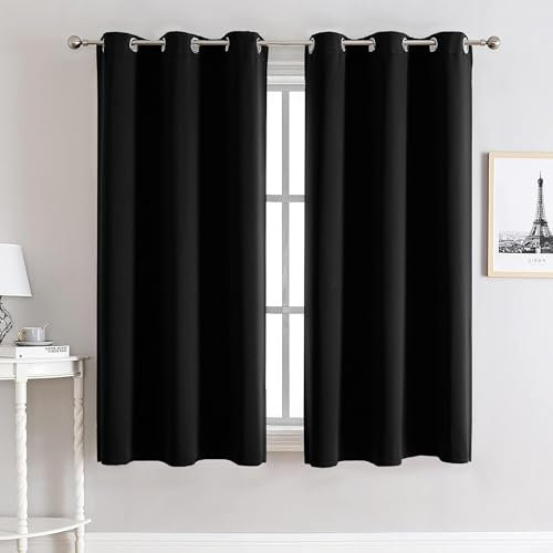 My home store Verdunklungsvorhänge, superweich, 2 Paneele, Thermovorhänge mit Ösen und Raffhaltern, geräuschreduzierend und energiesparend, Fenstervorhänge für Schlafzimmer, Wohnzimmer und Büro, 168 x
