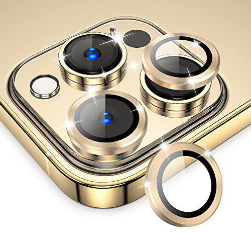 ngningo Kamera Schutz für iPhone 14 Pro Max 6,7 Zoll und iPhone 14 Pro 6,1 Zoll, 9H Displayschutzfolie aus gehärtetem Glas, Aluminiumlegierung Ringgehäuse - AR Hoch Klar Technologie (Gold)