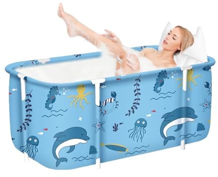Faltbare Badewanne für Erwachsene, 132 x 68 x 47 cm, Dampfeimer für Sauna, Dusche und Eisbad, tragbar, nicht aufblasbar