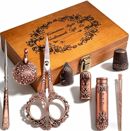 Vintage Embroidery Scissors, Retro Antique Sewing Tools with Comfortable Handle, Stainless Steel Embroidery Kit for Sewing Enthusiasts and Household Craft Accessories,Mothers Day Gifts