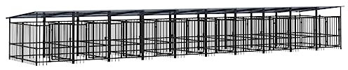 vidaXL Outdoor Hundezwinger Dach Stahl 18,77m² Hundekäfig Hundehütte Hundehaus