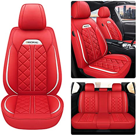 Ruberpig Autositzbezug Für Hyundai Kona 2016-2024 Komplettset 5 Sitze Allwettereinsatz Auto Ledersitzbezug Rot