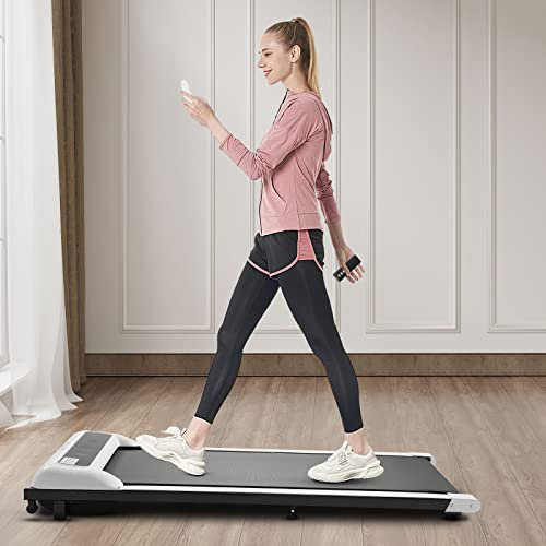 Laufband Klappbar, 2 in 1 Laufbänder Einstellbare Geschwindigkeit, LCD-Display Motorisiertes Fitnessgerät mit Fernbedienung für Zuhause, Gym, Training, Laufen (Weiß)