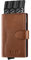 VULKIT Portefeuilles et Porte-Cartes Homme Securise RFID avec 3 Fentes pour Cartes et 1 Fenêtre ID Porte Carte Bancaire en Cuir Porte Carte Metallique Automatique avec Magnétique Fermé, Brun Clair