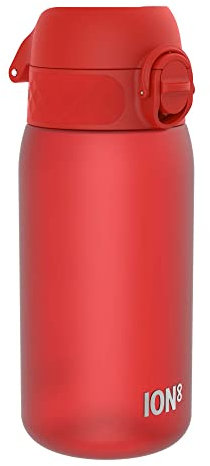 Ion8 Gourde Enfant, 350ml, Anti-Fuite, Facile à Ouvrir, Verrouillage Sécurisé, Lavable en Lave-Vaisselle, Sans BPA, Poignée de Transport, Facile à Nettoyer, Carbone Neutre, Rouge