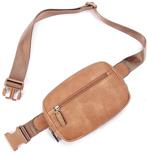 Telena Bauchtasche Damen Gürteltasche, PU Leder Crossbody Bag Frauen Umhängetasche Klein Brustbeutel Stylisch Taschen Brusttasche(Braun)