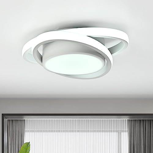 Deckenlampe,32W LED Deckenleuchte,6000K 3000LM Oval Design Deckenlampen Deckenbeleuchtung Lampen für Balkone Flurgarderobe Schlafzimmer Badezimmer Flur Keller Küche Gang Balkon (L27*W20cm) Weiß