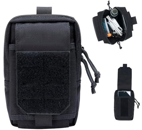 EXCELLENT ELITE SPANKER Tactical Molle Pouch Molle Phone Pouch EDC Utility Belt Pouch Phone Holder Bag For Sports Fishing Camping(BLK)