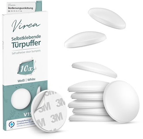 virea 10 x Fermaporta 40 x 8 mm Bianco - - Paracolpi autoadesivi per porte - - Paracolpi elastici per pareti - - Per proteggere pareti e mobili - - Paracolpi per la maniglia della porta