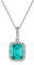 Bellitia Jewelry 925 Sterling Silber Synthetisch Grün Smaragd & CZ Diamant Halskette Kette Anhänger für Damen Mädchen Mama, Muttertag Weihnachten Geschenke