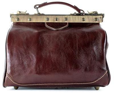 lePelou Arzttasche aus Leder, Vintage Arzttasche, Leder Doktortasche, Gladstone Tasche, Umhängetasche, Handtasche, Schultertasche (Dunkelbraun)