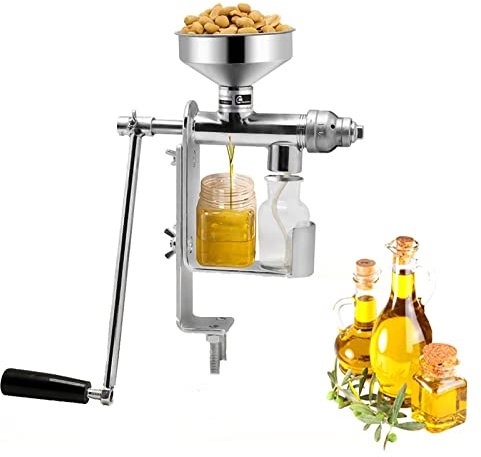 GagalU Kommerzielle manuelle Ölpresse, Edelstahl-Handpresse, Rohstoff-Öl-Expeller-Extraktor-Ölpresse für Sonnenblumen-Walnuss-Sesam-Teesamen-Kokosnussöl-Mühle