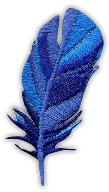 Feder - Blau - Aufnäher - Bestickter Aufnäher / Abzeichen / Emblem
