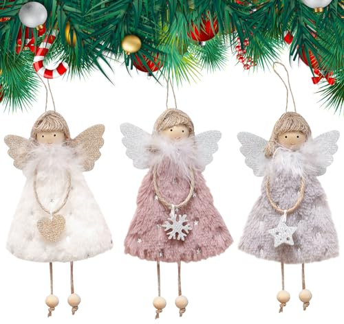 Weihnachtswichtel Anhänger Christbaumschmuck,3 Stück Weihnachtsfiguren Engel Weihnachtsanhänger Baumschmuck,Weihnachtsbaumschmuck Weihnachts Engel klein Weihnachtsdeko