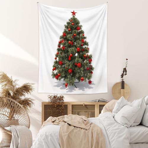 Chickwin3D Weihnachtsbaum Wandteppich Weihnachtstag Wanddeko, Wandtuch Wandbehang Weihnachten für Wohnkultur, Schlafzimmer, Weihnachtsessen und Party (F,150X200cm)