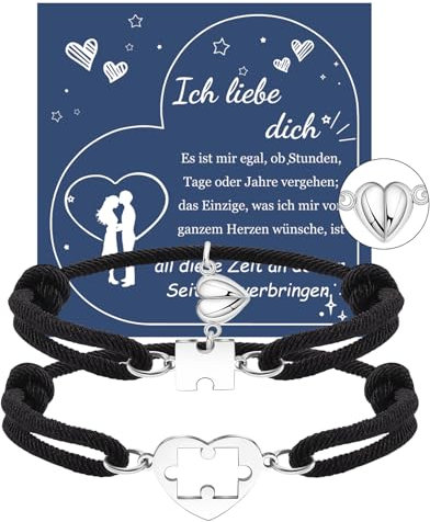 CheersLife Valentinstag Geschenke Für Ihn Magnetisches Partnerarmbänder Partner Paare Geschenk Armbänder Pärchen Armband Paar Armbänder Freundschaftsarmband Geschenke Ehemann Hochzeit Geburtstag 2PCS