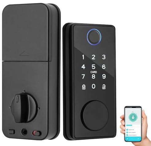 Xenocam Smart Lock Fingerprint Door Lock 5 in 1 Keyless Entry Door Lock Smart Door Lock with App Control, Electronic Latch Biometric Locks for Front Door with Touchscreen Keyboard, XX01