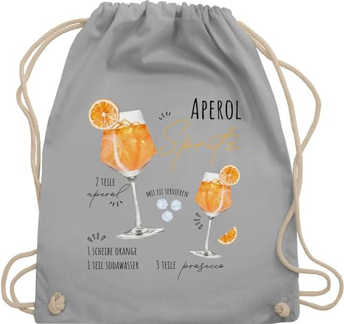 Turnbeutel Rucksack - Karneval & Fasching - Taschen - Aperol Spritz Rezept I Lustig Geschenk Aperolfan Fanartikel - Unisize - Hellgrau - karnevalsbeutel faschings rezepte beutel karnevalstasche