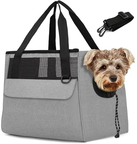 OUUTMEE Hundetasche, Grau, L bis 15 kg - Tragetasche für kleinen und mittleren Hund, Welpen