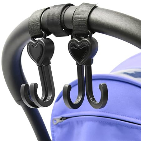 2 Pezzi Ganci Passeggino Universali, Girevole a 360° Clip Della Borsa Della Carrozzina, con Regolabile in Velcro, Gancio Multifunzione per Passeggino, per Carrozzina, Sedie a Rotelle