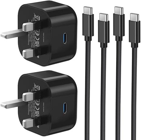 Samsung USB C Charger Plug and Cable 2 PACK, Super Fast Charging PD with USBC Lead 1M for Samsung Galaxy S24 S23 Ultra/S22/S21fe/S20/A54/A14/A32/A34/A33/A53/A04S/A53/A15/A13, New Samsung Phone Type C