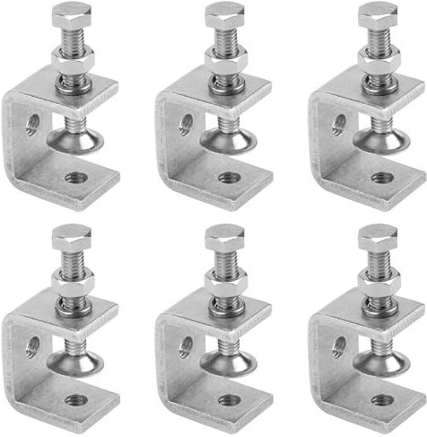 C Klemme Edelstahl C-Zwingen Set, 6 Stück Heavy Duty C-Clamp Trägerklemme, Trägerklammer Befestigungs Klemme für Heimwerker Holzbearbeitung, Schweißtischlerei, Kieferöffnungen 0-25 mm