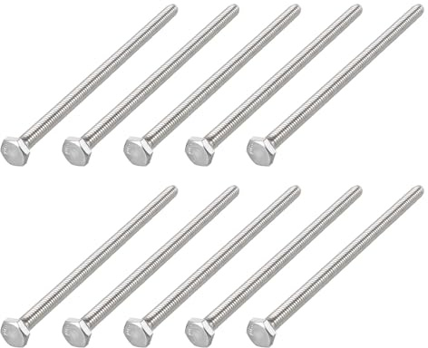 METALLIXITY Tornillos Hexagonales (1/4-20 x 6) 10Pzs, Acero Inoxidable 304 18-8, Roscado Grueso UNC, Cabeza Hexagonal Externa, Tornillo Hexagonal - Para Reparación De Muebles