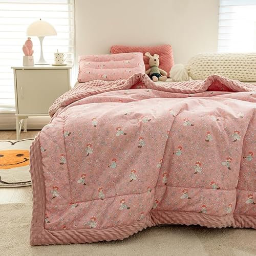 Baumwolle Wohndecke 120x150 cm Polar Fleece Decke Weiche Flauschige Winter Wärme Dick Kinder Kuscheldecken Couchdecke Tagesdecke Rosa Blumen Muster Bettdecke Doppelseitige Blanket für Mädchen Junge