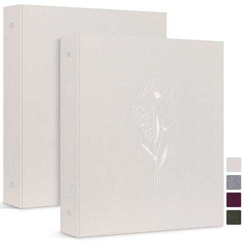 Lanpn Ringbuch Basic DIN A4 2 Stück, Leineneinband Ringbuch Ordner A4 mit 3 Ringe 2,5 cm runde Ringe hält 21,6 x 27,9 cm Papier für Zuhause Büro Schule Journaling Sammlungen (Beige)