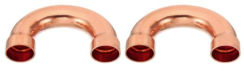 PATIKIL 2pcs Raccord Coudé Cuivre pour Tuyaux Gaz, 22mm Raccord Tuyau d'Arrosage Durite Essence, Raccords Tuyauterie à Pression pour HVAC Climatisation Plomberie, Épaisseur 1mm - U Forme