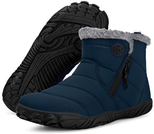 Barefoot Stivali Uomo Donna Scarpe Invernali Minimaliste Caldo Scarponcini Inverno All'aperto Escursionismo, Blu Scuro, 40 EU