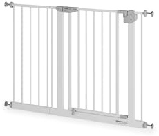 Sämann Türschutzgitter & Treppenschutzgitter zum Klemmen ohne Bohren | für Öffnungen von 102-112 cm | selbstschließendes Absperrgitter mit Verlängerung | Absperrgitter | mit Y-Spindel