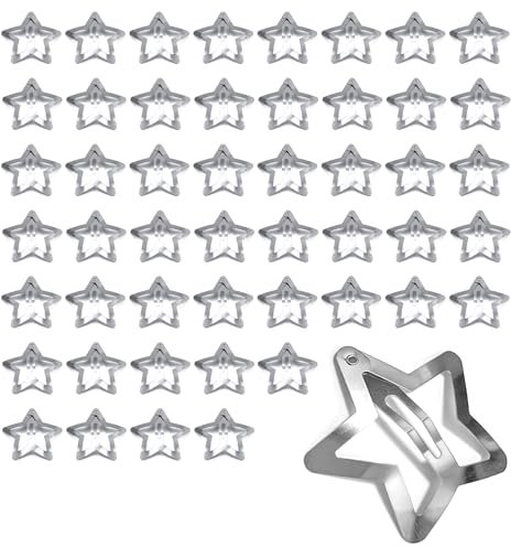 Stern Haarspangen Silber 50 Stk Star Hair Clips Haarspange Sterne Haarklammern Metall Haarclips Haarschmuck für Mädchen Damen
