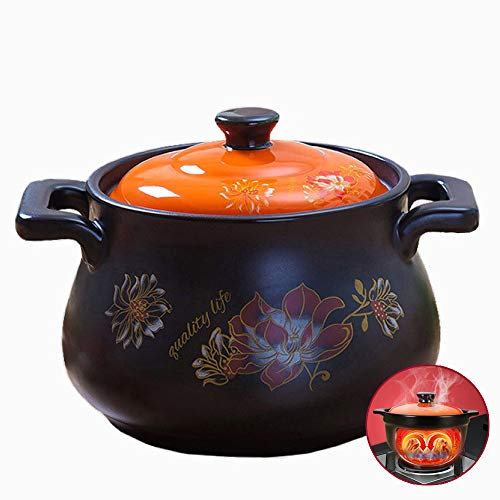 LXYDPZ Pentola in Ceramica, Casseruola Giapponese con Coperchio, Pentola Multiuso in Terracotta, per Una Cucina Sana, Antiaderente Naturale, Orange3-2.75L (Orange3 4.5L)