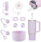 Accessories Compatibili con Cannuccia per Stanley Cup, 9 Stanley Borraccia Accessori, Protezioni per la Fuoriuscita di Stanley Cup da 1,2 l e 850 ml, Viola
