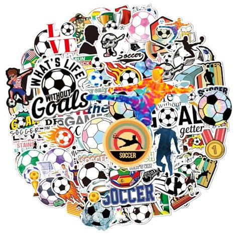 100 Stk Sticker Fußball Aufkleber, Wasserfeste Sticker, Fussball Sticker Vinyl Aufkleber, Football Sport Stickers für Laptop Koffer Mobiltelefone, Coole Sticker für Kinder, Teenager und Erwachsene