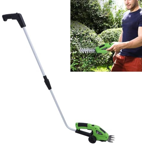 Akku-Heckenschere, 4-in-1-Grasschere und Strauchschneider, Tragbare Elektrische Strauchgrasschere aus Legiertem Stahl mit Wiederaufladbarem Akku und USB-Kabel für Gartenrasen