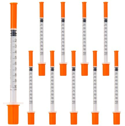 Plastic Multi-Purpose Measuring Tools, 1ml Syringes 32G, 8mm, Individually Packed (10)