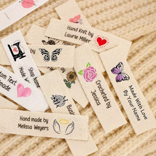 Etiquetas De Sarga Personalizadas For Ropa,Etiquetas De Sarga, Etiqueta De Sarga Personalizada, Etiquetas De Planchado Personalizadas, Etiqueta De Accesorios De Costura De Algodón Con Logotipo(100pcs)